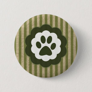 vintage pet paw 6 cm round badge