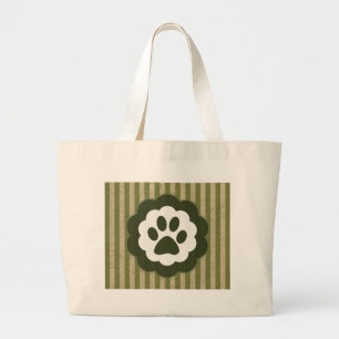 vintage pet paw large tote bag