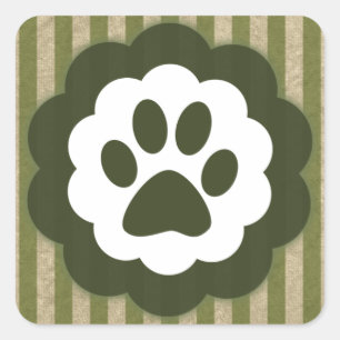 vintage pet paw square sticker