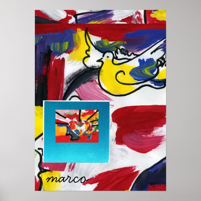 Vintage Peter Max style Peace and Love Poster (Front)