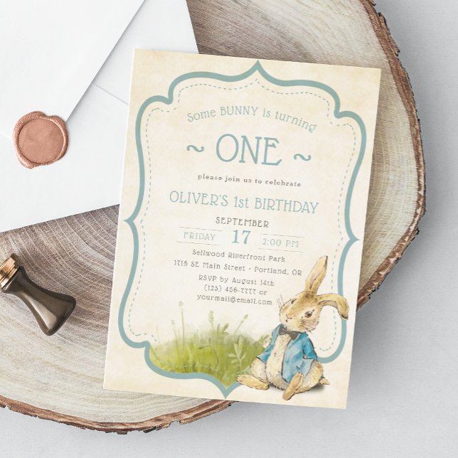 Vintage Peter The Rabbit First Boy Birthday Invitation (Creator Uploaded)