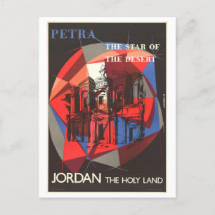 Vintage Petra Jordan "Holy Land" Travel Poster Postcard