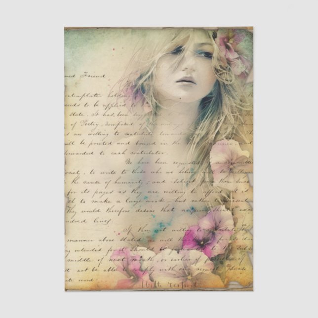 Vintage Petunia Journal IV Tissue Paper (Front)