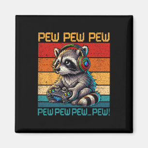 Vintage Pew Raccoon Gamer Video Games Raccoon Love Magnet