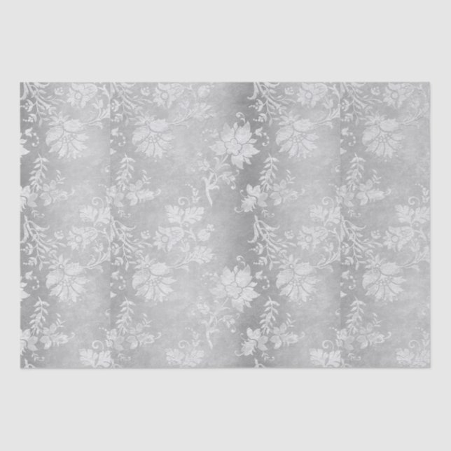 Vintage Pewter Brocade Wedding   Tissue Paper (Front)
