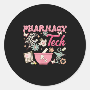 Vintage Pharmacy Tech Technician Pharmacist Studen Classic Round Sticker