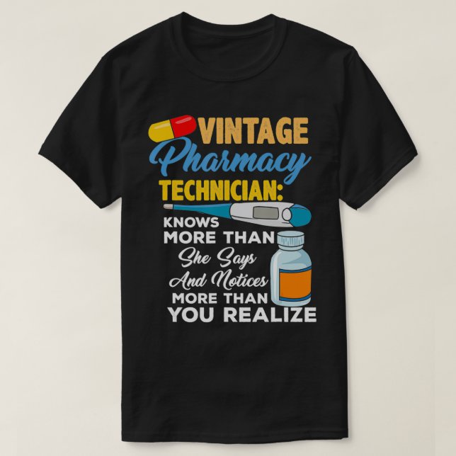 Vintage Pharmacy Technician  T-Shirt (Design Front)