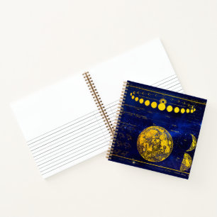 Vintage Phases of the Moon Saturn Jupiter Venus Notebook