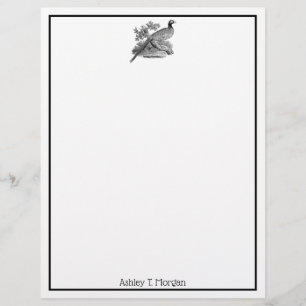 Vintage Pheasant Game Bird Drawing BW