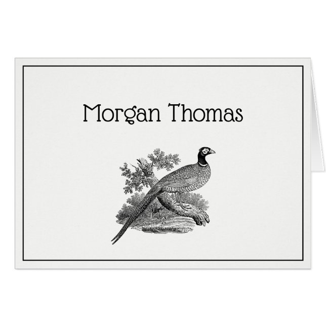 Vintage Pheasant Game Bird Drawing BW (Front Horizontal)