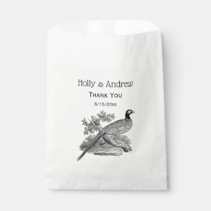 Vintage Pheasant Game Bird Drawing BW Favour Bags