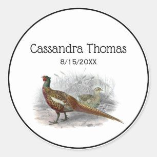 Vintage Pheasant Game Bird Drawing Colour #2 Classic Round Sticker