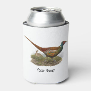 Vintage Pheasant Game Bird Drawing Colour Can Cooler