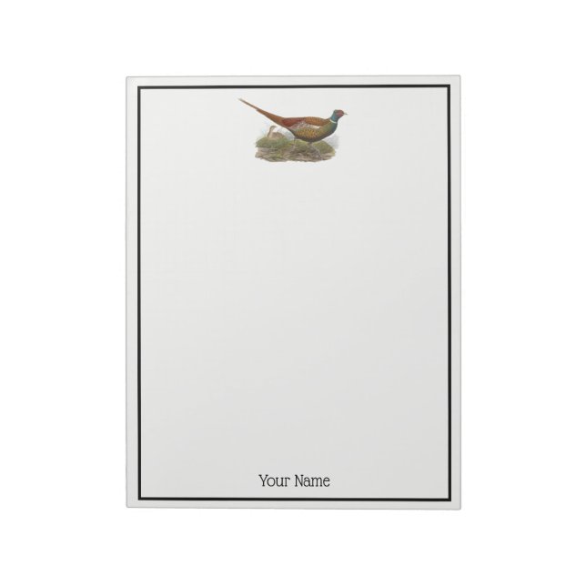 Vintage Pheasant Game Bird Drawing Colour Notepad (Rotated)