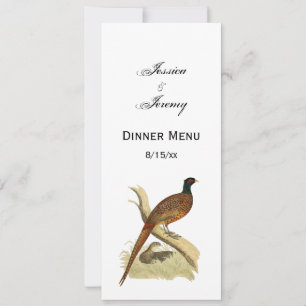 Vintage Pheasant on Branch Game Bird Drawing Colou Invitation