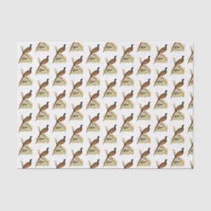 Vintage Pheasant on Branch Game Bird Drawing Colou Tissue Paper