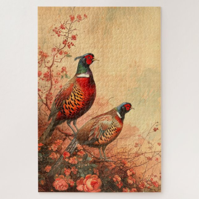 Vintage Pheasants in Autumn 20x30 Jigsaw Puzzle (Vertical)