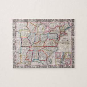 Vintage Phelps's National Map of the United States Jigsaw Puzzle