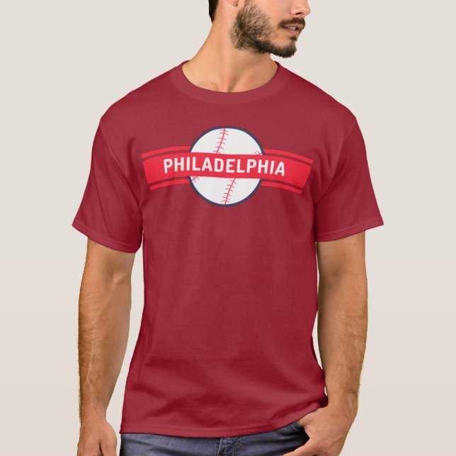 Vintage Philadelphia Baseball Skyline Retro Philly T-Shirt (Front)