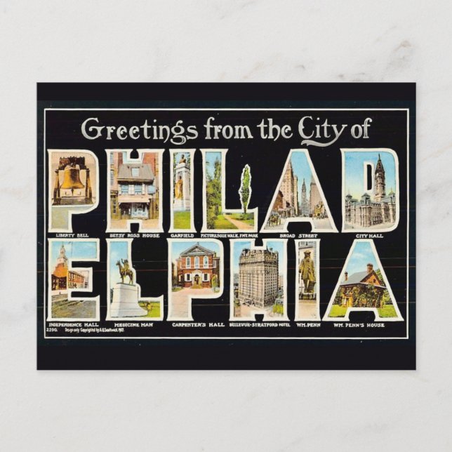 Vintage Philadelphia Greeting  Postcard (Front)