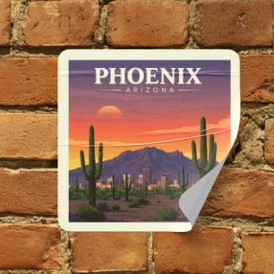  Vintage Phoenix Arizona Square Sticker