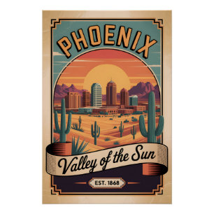Vintage Phoenix Arizona Valley of the Sun Retro Poster