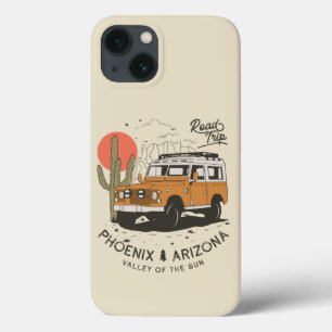 Vintage Phoenix AZ Desert Cactus Sunset Road Trip  iPhone 13 Case