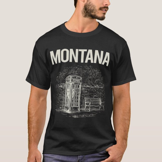 Vintage Phone Booth Montana T-Shirt (Front)