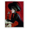 vintage phone woman black dress hat lady
