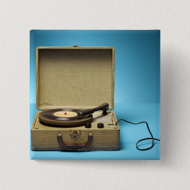 Vintage Phonograph 15 Cm Square Badge (Front)