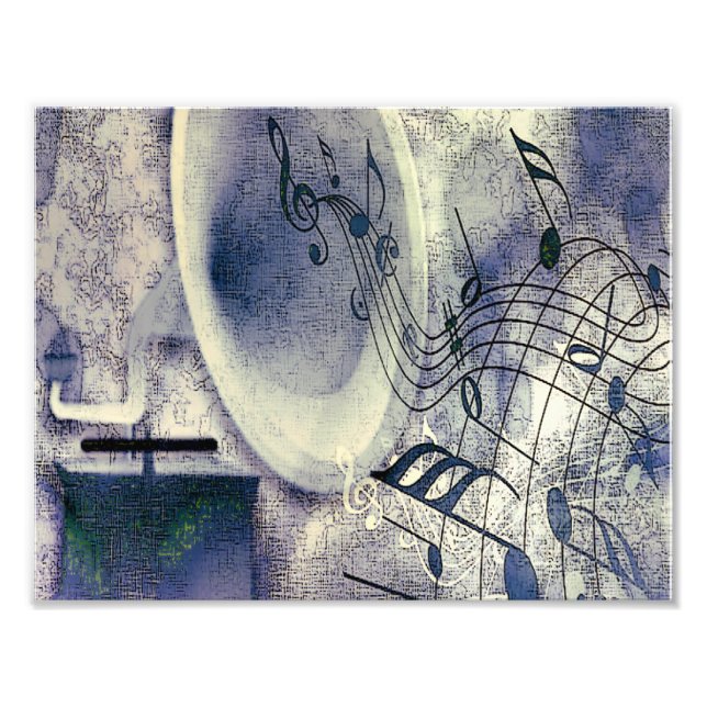 Vintage Phonograph and Music Photo Print (Front)