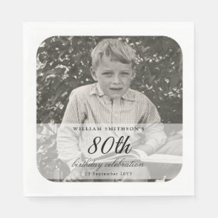 Vintage Photo 80th Birthday Napkin
