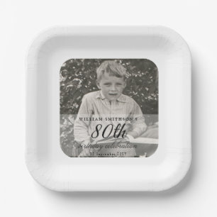 Vintage Photo 80th Birthday Paper Plate