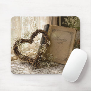 Vintage Photo Album with Grapevine Heart Mouse Pad