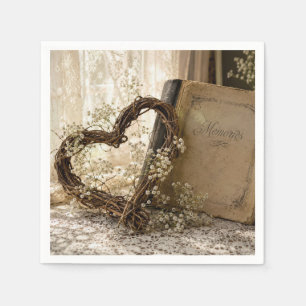 Vintage Photo Album with Grapevine Heart Napkin