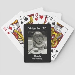 Vintage Photo Birthday Black & White Playing Cards