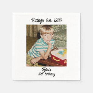 Vintage Photo Birthday Personalised Napkin