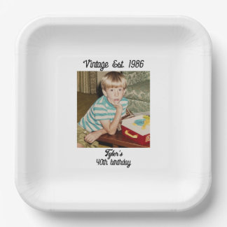 Vintage Photo Birthday Personalised  Paper Plate