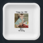 Vintage Photo Birthday Personalized  Paper Plate<br><div class="desc">Vintage retro personalized paper plate with a nostalgic photo style layout instantly elevates your party table décor with playful throwback charm and bold celebration style. Designed with a classic retro aesthetic, this custom party plate features a striking vintage frame, old school inspired typography, and a clean minimalist background that beautifully...</div>