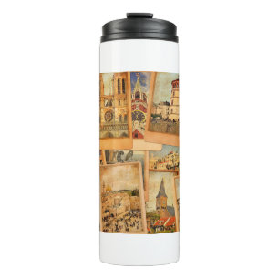 Vintage photo cards collage. European, Middle East Thermal Tumbler