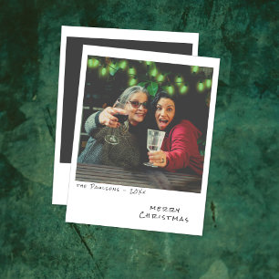 Vintage Photo Christmas Card - Green Lights