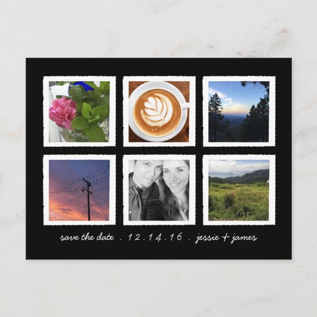 Vintage Photo Collage Save the Date Announcement Postcard (Front)