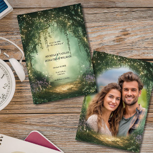 Vintage Photo Enchanted Forest Save the Date Invitation