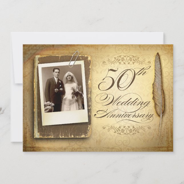 vintage photo fancy 50 anniversary invitations (Front)