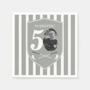 Vintage Photo Golfer Grey White 50th Birthday Napkin