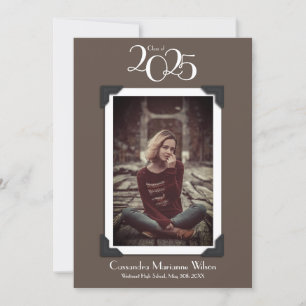 Vintage Photo Graduation Announcement Brown