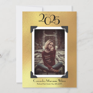 Vintage Photo Graduation Announcement Gold