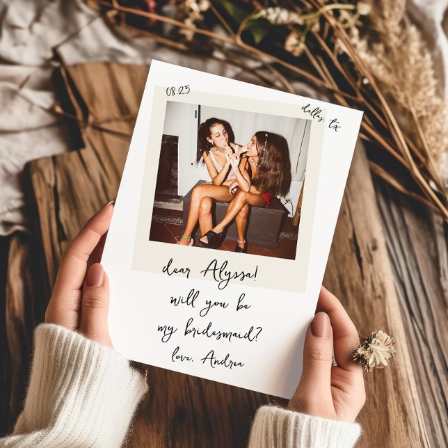 Vintage Photo Handwritten Bridesmaid Proposal Invitation (Creator Uploaded)