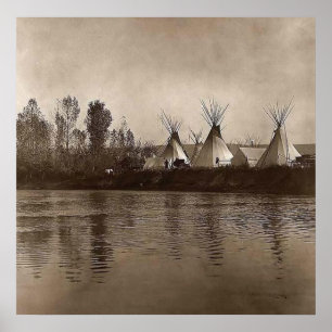 Vintage Photo Indian Village Teepee Poster