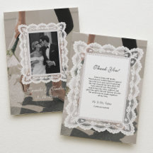 Vintage Photo Lace Wedding Thank You Card